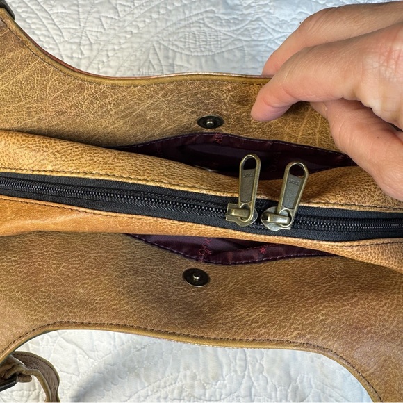 ANUSCHKA Shoulder Bag Satchel Leather Hand-Painted Butterfly Floral Signature - Picture 8 of 16